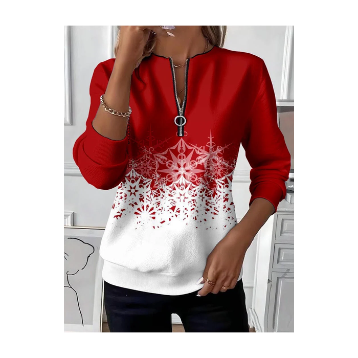 Women Christmas Crew Neck Printing Casual Spring/Fall Long Sleeve Sweatshirt