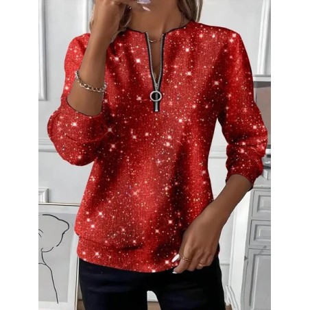 Women Christmas Crew Neck Printing Casual Spring/Fall Long Sleeve Sweatshirt