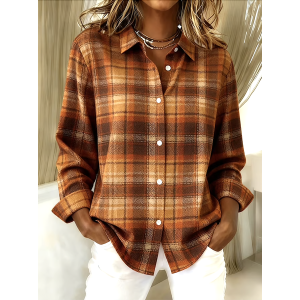 Women Geometric Long Sleeve Shirt Spring/Fall V Neck Daily Casual Top