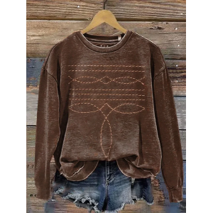 Women Abstract Crew Neck Printing Casual Spring/Fall Long Sleeve Sweatshirt