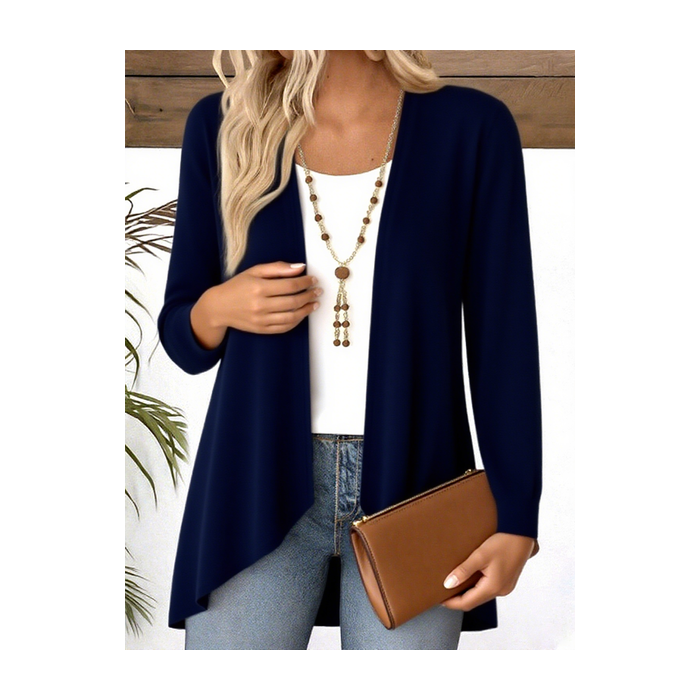 Women Plain Long Sleeve Blouse Spring/Fall V Neck Daily Casual Top