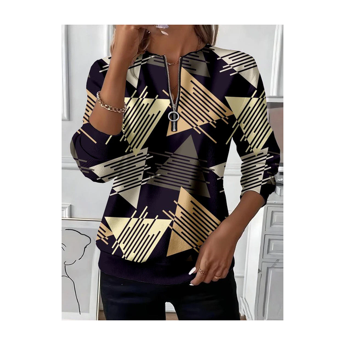 Women Abstract Crew Neck Printing Casual Spring/Fall Long Sleeve Sweatshirt