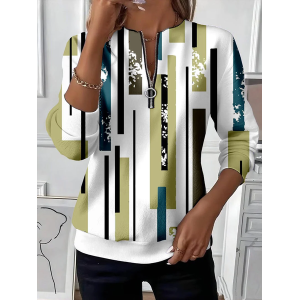 Women Abstract Crew Neck Printing Casual Spring/Fall Long Sleeve Sweatshirt