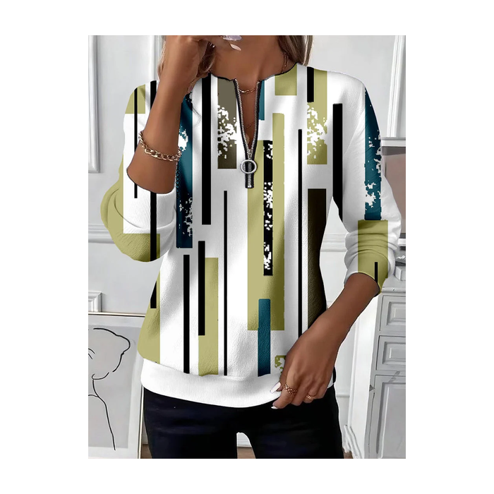 Women Abstract Crew Neck Printing Casual Spring/Fall Long Sleeve Sweatshirt
