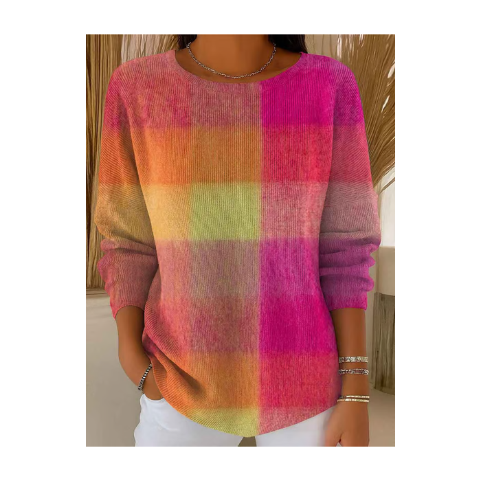 Women Abstract Printing Spring/Fall Casual Long Sleeve Crew Neck Sweater