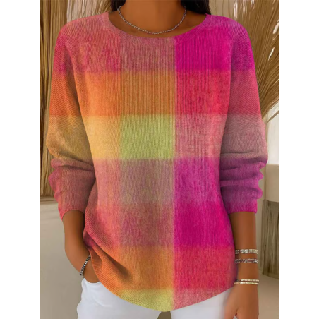 Women Abstract Printing Spring/Fall Casual Long Sleeve Crew Neck Sweater