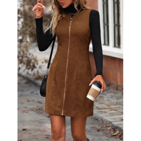 Women Plain Sleeveless Summer Split Joint Dress Crew Neck Daily Vintage Mini Tank A-Line Dress