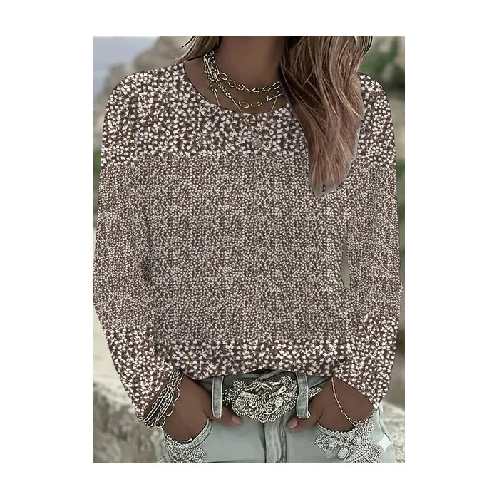 Women Floral Long Sleeve Tee T-shirt Crew Neck Printing Casual Spring/Fall Graphic Tee Top