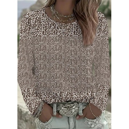 Women Floral Long Sleeve Tee T-shirt Crew Neck Printing Casual Spring/Fall Graphic Tee Top