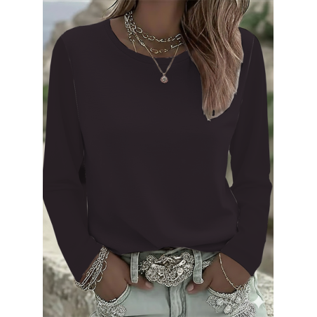 Women Plain Long Sleeve Tee T-shirt Crew Neck Printing Casual Spring/Fall Graphic Tee Top