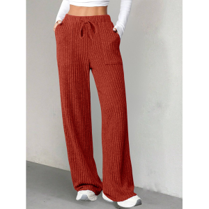 Women Plain Long Elastic Waist Pants Casual Spring/Fall Trousers