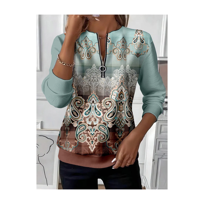 Women Floral Crew Neck Printing Casual Spring/Fall Long Sleeve Sweatshirt