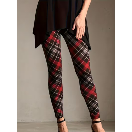 Women Plaid Casual All Season Printing Long Leggings