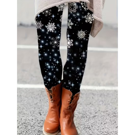 Women Christmas Casual All Season Printing Long Leggings