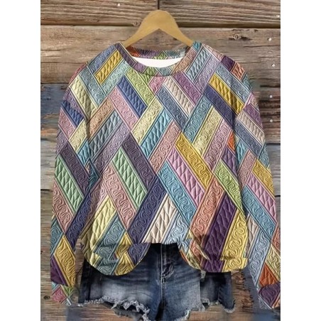 Women Abstract Crew Neck Printing Casual Spring/Fall Long Sleeve Sweatshirt