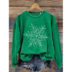 Women Christmas Crew Neck Printing Casual Spring/Fall Long Sleeve Sweatshirt