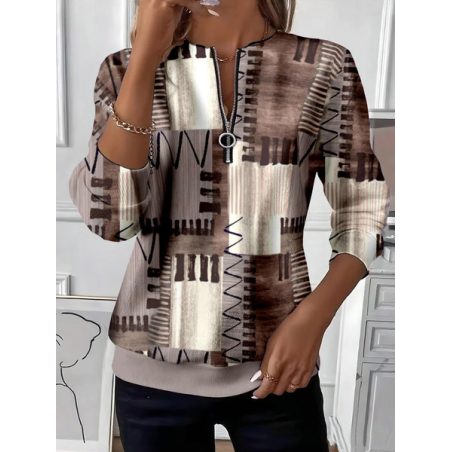 Women Abstract Crew Neck Printing Casual Spring/Fall Long Sleeve Sweatshirt
