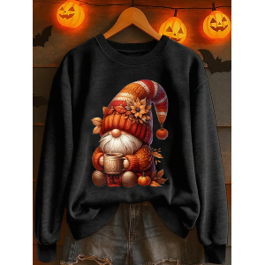 Women Maple Leaf Crew Neck Printing Casual Spring/Fall Long Sleeve Sweatshirt