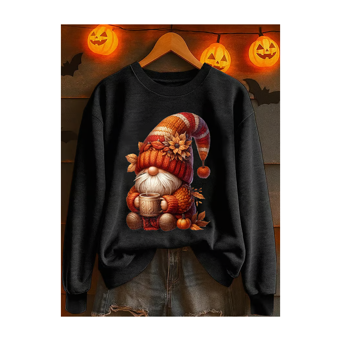 Women Maple Leaf Crew Neck Printing Casual Spring/Fall Long Sleeve Sweatshirt