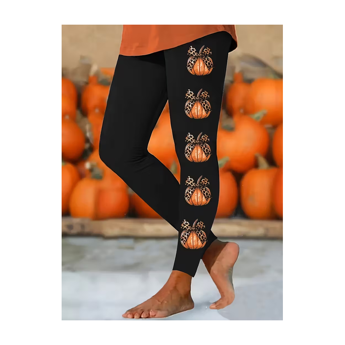 Women Halloween (pumpkin) Casual All Season Printing Long Leggings