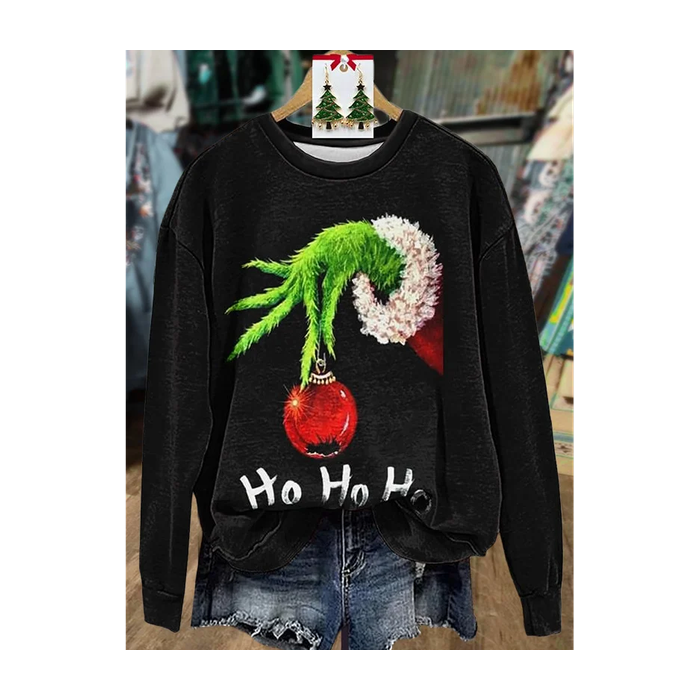 Women Christmas Crew Neck Printing Casual Spring/Fall Long Sleeve Sweatshirt