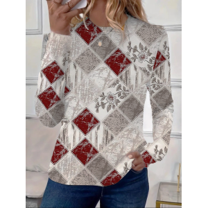 Women Floral Long Sleeve Tee T-shirt Crew Neck Printing Casual Spring/Fall Graphic Tee Top