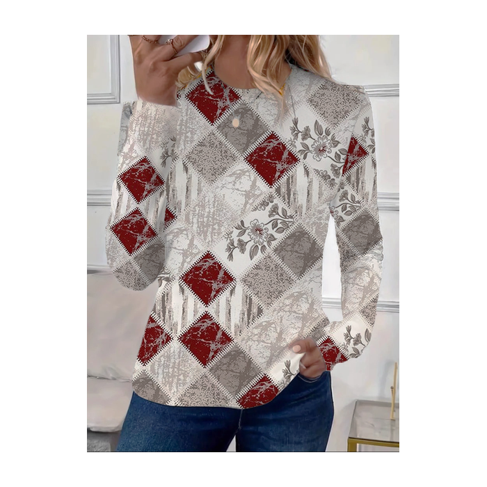 Women Floral Long Sleeve Tee T-shirt Crew Neck Printing Casual Spring/Fall Graphic Tee Top