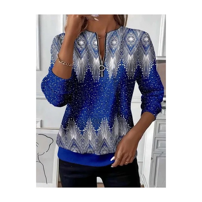 Women Abstract Crew Neck Printing Casual Spring/Fall Long Sleeve Sweatshirt