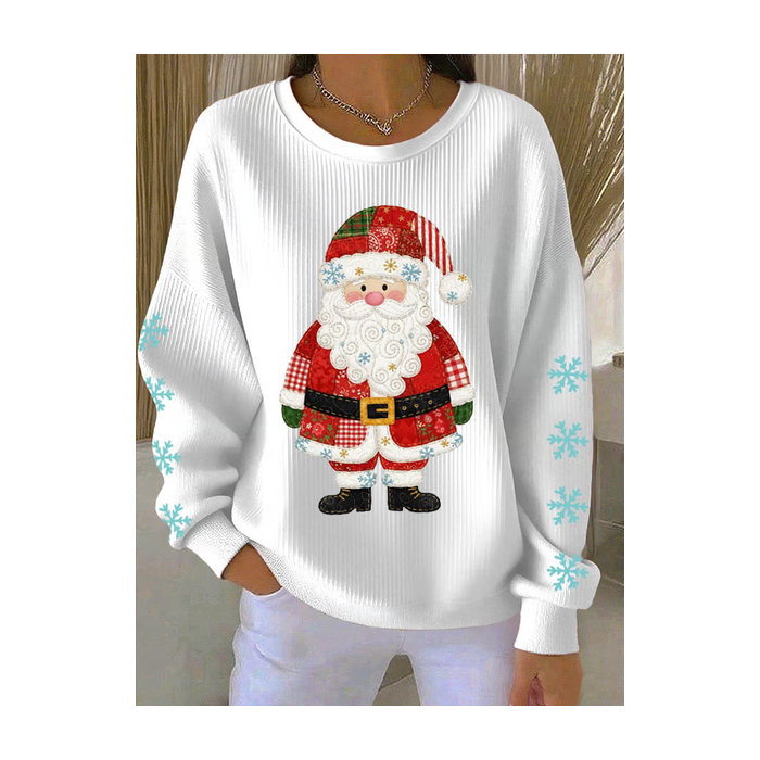 Women Santa Claus Crew Neck Printing Casual Spring/Fall Long Sleeve Sweatshirt