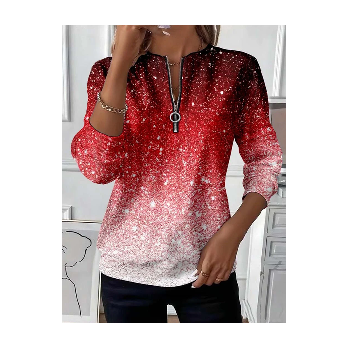 Women Christmas Crew Neck Printing Casual Spring/Fall Long Sleeve Sweatshirt