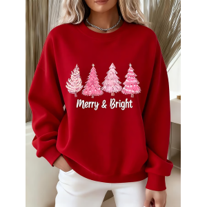 Women Christmas Crew Neck Printing Casual Spring/Fall Long Sleeve Sweatshirt