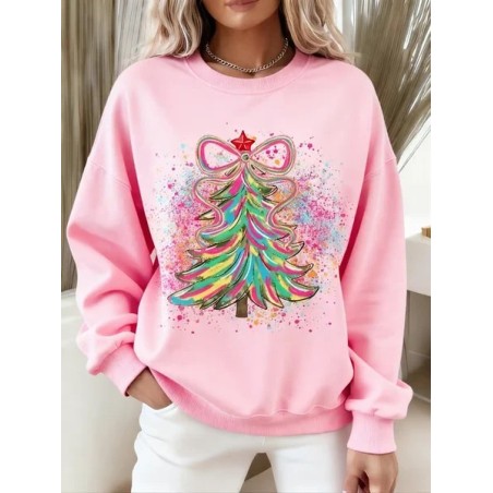 Women Christmas Crew Neck Printing Casual Spring/Fall Long Sleeve Sweatshirt