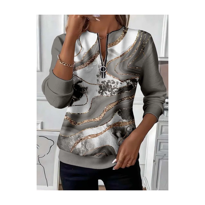 Women Abstract Crew Neck Printing Casual Spring/Fall Long Sleeve Sweatshirt