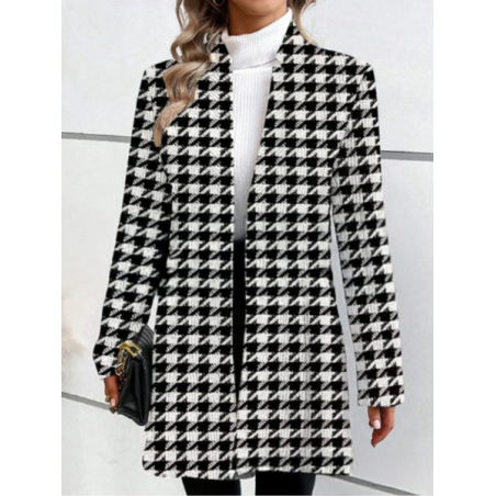 Women Spring/Fall Outerwear Vintage Printing Geometric Long Sleeve Stand Collar Jacket
