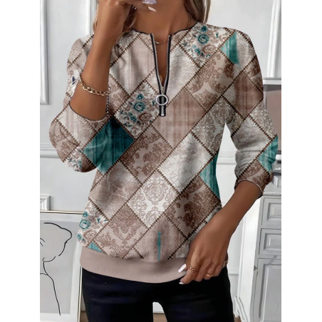 Women Floral Crew Neck Printing Casual Spring/Fall Long Sleeve Sweatshirt