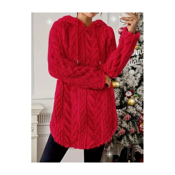 Women Plain Winter Long Sleeve Casual Daily Hoodie