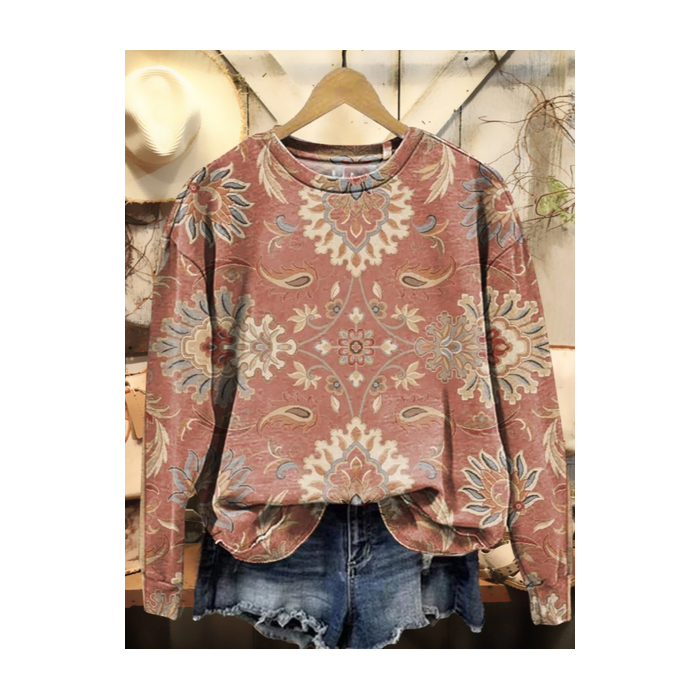 Women Floral Crew Neck Printing Casual Spring/Fall Long Sleeve Sweatshirt