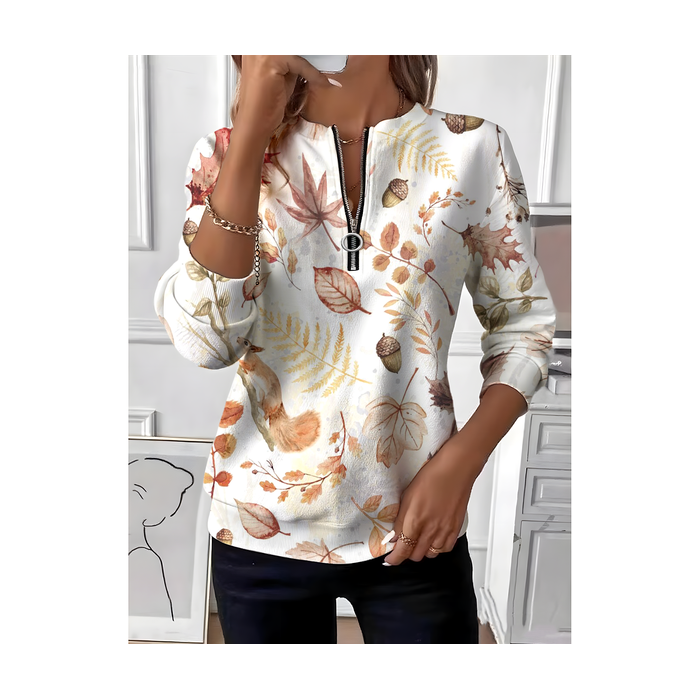 Women Maple Leaf Crew Neck Vintage Spring/Fall Long Sleeve Sweatshirt