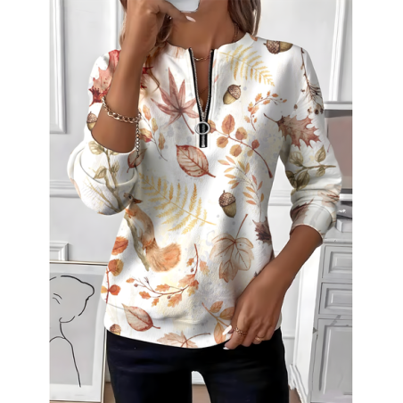 Women Maple Leaf Crew Neck Vintage Spring/Fall Long Sleeve Sweatshirt