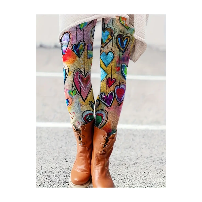 Women Heart/Cordate Casual All Season Printing Long Leggings