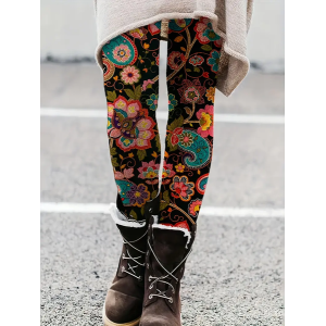 Women Floral Casual All Season Printing Long Leggings