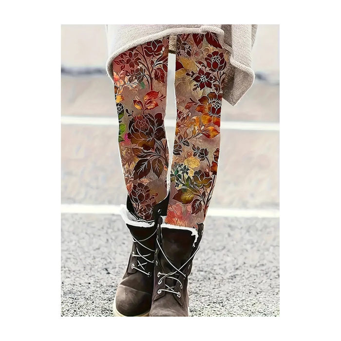Women Floral Casual All Season Printing Long Leggings