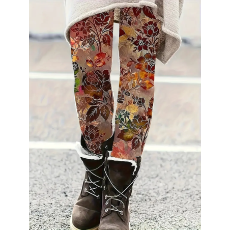 Women Floral Casual All Season Printing Long Leggings