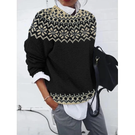 Women Abstract Printing Spring/Fall Casual Long Sleeve Crew Neck Sweater