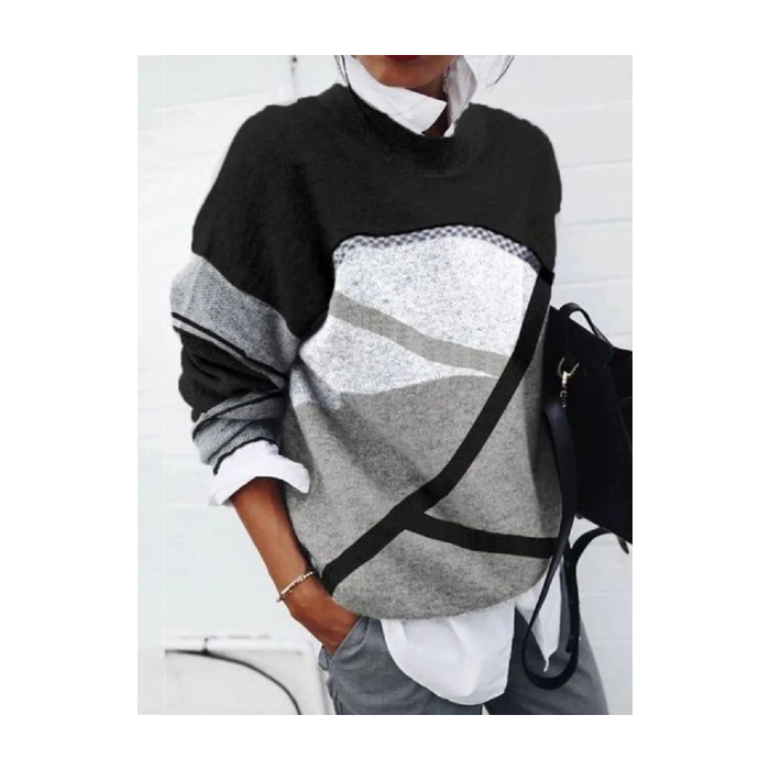 Women Abstract Printing Spring/Fall Casual Long Sleeve Crew Neck Sweater