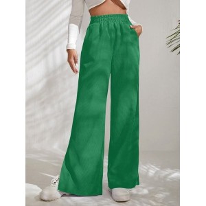 Women Plain Long Elastic Waist Pants Casual Spring/Fall Trousers