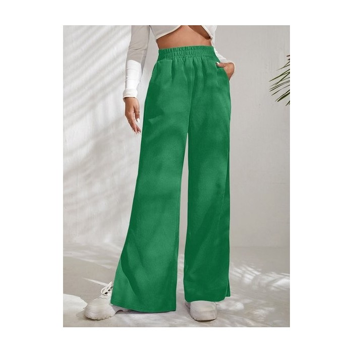 Women Plain Long Elastic Waist Pants Casual Spring/Fall Trousers