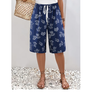 Women Floral Fifth Pants Pant Casual Summer Trousers
