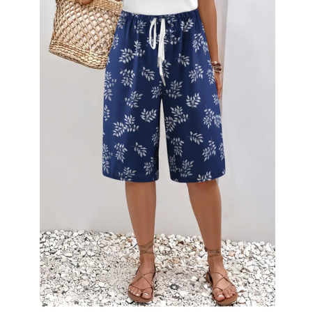 Women Floral Fifth Pants Pant Casual Summer Trousers