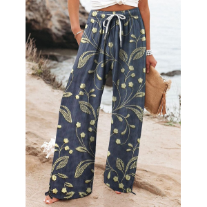 Women Floral Long Pant Casual Spring/Fall Trousers